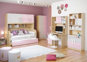 Детская комната Грэйси (Розовый/Серый/корпус Клен) в Шушенском - shushenskoe.katalogmebeli.com | фото 2