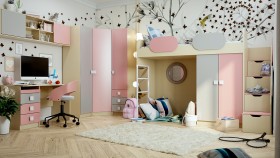 Детская комната Грэйси (Розовый/Серый/корпус Клен) в Шушенском - shushenskoe.katalogmebeli.com | фото