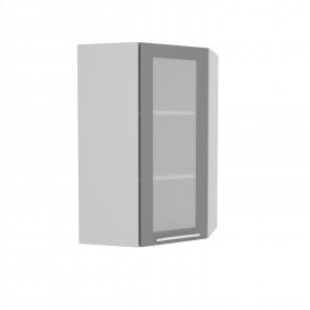 Гарда ВПУС 550 шкаф верхний угловой со стеклом высокий (Белый патина/корпус Серый) в Шушенском - shushenskoe.katalogmebeli.com | фото