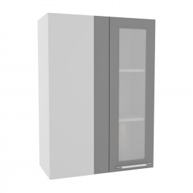 Гарда ВПУС 650 шкаф верхний угловой со стеклом высокий (Белый патина/корпус Серый) в Шушенском - shushenskoe.katalogmebeli.com | фото