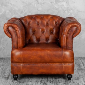 Кресло кожаное Лофт Честер-Нью (Коричневый, Рыжий) в Шушенском - shushenskoe.katalogmebeli.com | фото 7