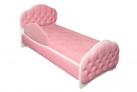 Кровать 160 Гармония 36 Светло-розовый (мягкий бортик) в Шушенском - shushenskoe.katalogmebeli.com | фото