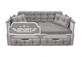 Кровать 160 серии Спорт 2 ящика 45 Серый (подушки) в Шушенском - shushenskoe.katalogmebeli.com | фото