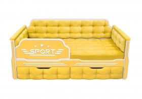 Кровать 160 серии Спорт 2 ящика 74 Жёлтый (мягкие боковые накладки) в Шушенском - shushenskoe.katalogmebeli.com | фото