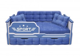 Кровать 160 серии Спорт 2 ящика 85 Синий (подушки) в Шушенском - shushenskoe.katalogmebeli.com | фото 1
