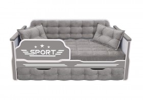 Кровать 190 серии Спорт 1 ящик 45 Серый (подушки) в Шушенском - shushenskoe.katalogmebeli.com | фото
