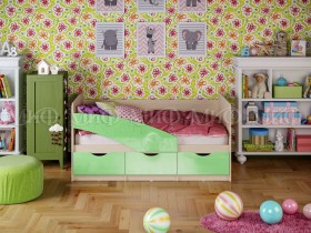 Кровать Бабочки 1,6м (Салатовый металлик) в Шушенском - shushenskoe.katalogmebeli.com | фото