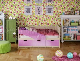 Кровать Бабочки 1,6м (Сиреневый металлик) в Шушенском - shushenskoe.katalogmebeli.com | фото
