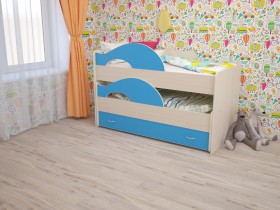 Кровать детская Радуга 1600 Млечный дуб/Голубой в Шушенском - shushenskoe.katalogmebeli.com | фото