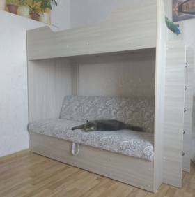 Кровать двухъярусная с диваном (Беленый дуб) в Шушенском - shushenskoe.katalogmebeli.com | фото