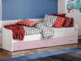 Кровать Fashion-1 Вега 0,9 м (Белый/Розовый) в Шушенском - shushenskoe.katalogmebeli.com | фото