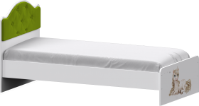 Кровать Каспер с мягкой спинкой и фотопечатью (800х1900)Белый/Лайм в Шушенском - shushenskoe.katalogmebeli.com | фото