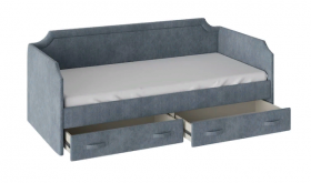 Кровать с мягкой обивкой и ящиками «Кантри» Тип 1 (900) (Замша синяя) в Шушенском - shushenskoe.katalogmebeli.com | фото 2