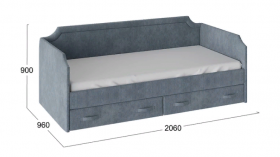Кровать с мягкой обивкой и ящиками «Кантри» Тип 1 (900) (Замша синяя) в Шушенском - shushenskoe.katalogmebeli.com | фото 3