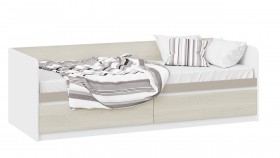 Кровать «Сканди» с 2 ящиками Дуб Гарден/Белый/Глиняный серый в Шушенском - shushenskoe.katalogmebeli.com | фото 1