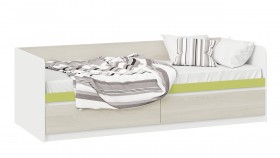 Кровать «Сканди» с 2 ящиками Дуб Гарден/Белый/Зеленый в Шушенском - shushenskoe.katalogmebeli.com | фото