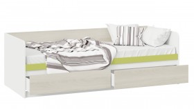 Кровать «Сканди» с 2 ящиками Дуб Гарден/Белый/Зеленый в Шушенском - shushenskoe.katalogmebeli.com | фото 2