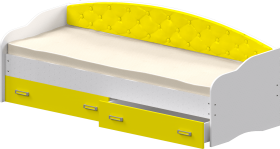 Кровать Софа-7 с мягкой спинкой (800х1900) Белый/Желтый в Шушенском - shushenskoe.katalogmebeli.com | фото