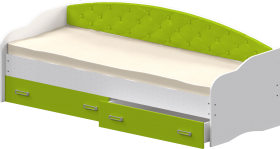 Кровать Софа-7 с мягкой спинкой (800х1900) Белый/Лайм в Шушенском - shushenskoe.katalogmebeli.com | фото