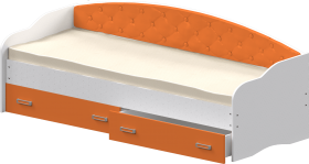 Кровать Софа-7 с мягкой спинкой (800х1900) Белый/Оранжевый в Шушенском - shushenskoe.katalogmebeli.com | фото