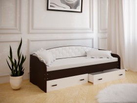 Кровать Софа-7 с мягкой спинкой (800х2000) Венге/ Белый в Шушенском - shushenskoe.katalogmebeli.com | фото