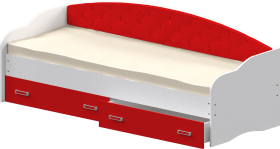 Кровать Софа-8 с мягкой спинкой (900х1900) Белый/Красный в Шушенском - shushenskoe.katalogmebeli.com | фото