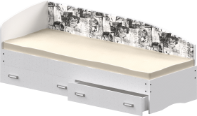 Кровать Софа-9 с мягкой спинкой с рисунком Милана (900х1900) Белый в Шушенском - shushenskoe.katalogmebeli.com | фото