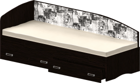 Кровать Софа-9 с мягкой спинкой с рисунком Милана (900х2000) Венге в Шушенском - shushenskoe.katalogmebeli.com | фото