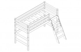 Кровать Соня вариант 6 полувысокая с наклонной лестницей Лаванда в Шушенском - shushenskoe.katalogmebeli.com | фото 2