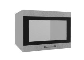 Лофт ВПГСФ 600 шкаф верхний горизонтальный со стеклом высокий с фотопечатью (Бетон светлый/корпус Серый) в Шушенском - shushenskoe.katalogmebeli.com | фото