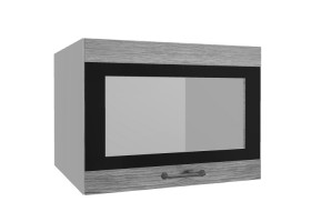 Лофт ВПГСФ 600 шкаф верхний горизонтальный со стеклом высокий с фотопечатью (Дуб майский/корпус Серый) в Шушенском - shushenskoe.katalogmebeli.com | фото
