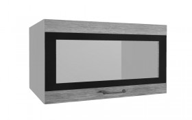 Лофт ВПГСФ 800 шкаф верхний горизонтальный со стеклом высокий с фотопечатью (Дуб майский/корпус Серый) в Шушенском - shushenskoe.katalogmebeli.com | фото