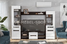 Мебель для гостиной МГС 6 (Исполнение 1/Венге/Белый глянец) в Шушенском - shushenskoe.katalogmebeli.com | фото