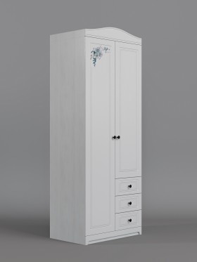 Шкаф 2-х створчатый с ящиками Бэлла (Выбеленное дерево/Белый) в Шушенском - shushenskoe.katalogmebeli.com | фото