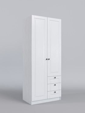 Шкаф 2-х створчатый с ящиками Классика (Белый/корпус Выбеленное дерево) в Шушенском - shushenskoe.katalogmebeli.com | фото