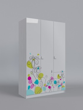 Шкаф 3-х створчатый с ящиками Флёр (Белый/корпус Выбеленное дерево) в Шушенском - shushenskoe.katalogmebeli.com | фото