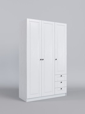 Шкаф 3-х створчатый с ящиками Классика (Белый/корпус Выбеленное дерево) в Шушенском - shushenskoe.katalogmebeli.com | фото