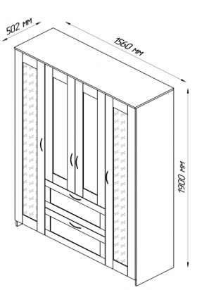 Шкаф четырехдверный Сириус с 1 зеркалом и 2 ящиками дуб сонома в Шушенском - shushenskoe.katalogmebeli.com | фото 2