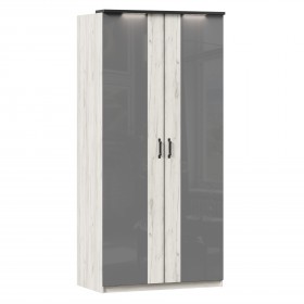 Техно ЛД 678.130.000.007 Шкаф 2-хстворчатый с комбинированными дверями (Дуб Крафт белый/Серый шифер) в Шушенском - shushenskoe.katalogmebeli.com | фото