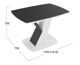 Стол обеденный «Гарда» Тип 1 (Белый/Стекло матовое черный графит) в Шушенском - shushenskoe.katalogmebeli.com | фото 3